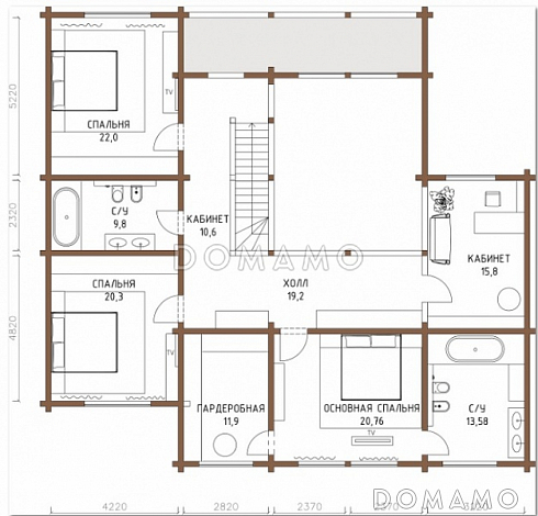 Проект дома с большим количеством окон / План мансардного этажа