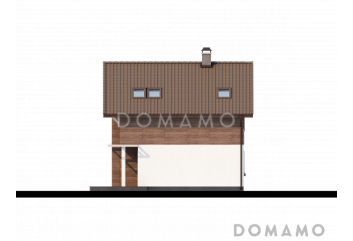 Проект двухэтажного дома из кирпича с панорамным остеклением / Фасад 2