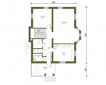 Проект коттеджа в классическом стиле с подвалом / План 1 этажа
