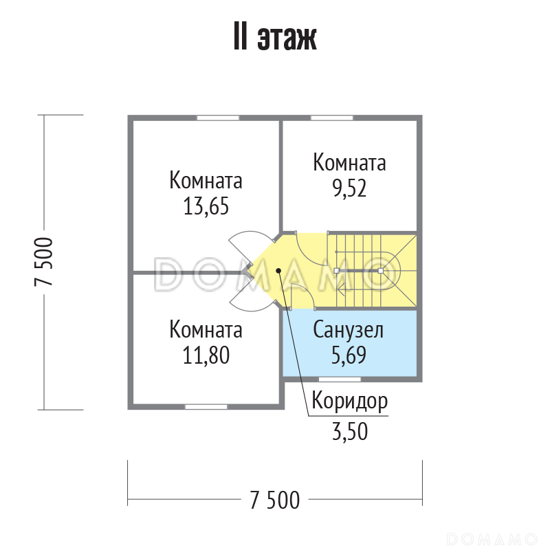 Проект практичного дома с тремя спальнями на втором этаже / План мансардного этажа