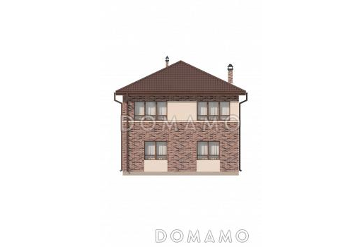 Проект современного двухэтажного дома из кирпича с четырьмя спальнями и кабинетом, без гаража / Фасад 4