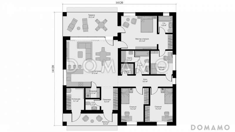 Квадра M Моно Фрэш / План 1 этажа