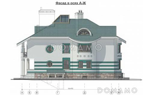 Проект современного дома с мансардным и цокольным этажом / Фасад 3