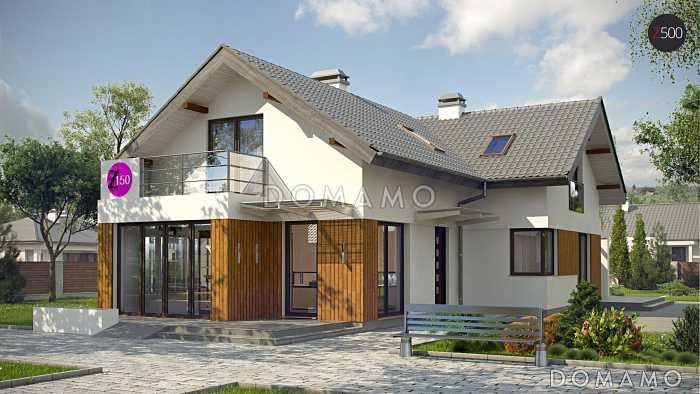 Проект мансардного дома из газобетона с дополнительным помещением для коммерческого использования