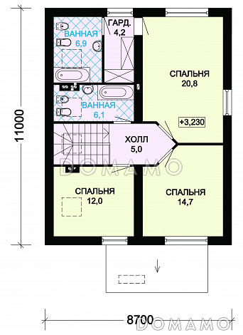 Проект  дома из пеноблоков с мансардой / План мансардного этажа
