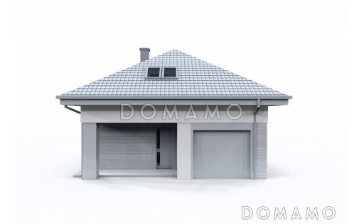 Проект дома с прачечной, гаражом, тремя спальнями на мансарде и просторной гардеробной / Фасад 3