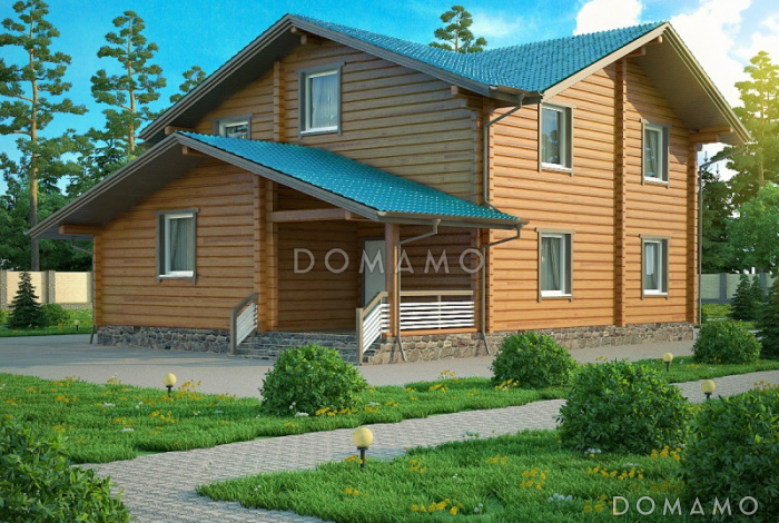 Проект дома из клееного бруса  с бильярдной на втором этаже