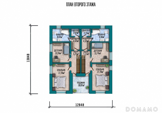 Проект дома с пятью спальнями и террасой / План 2 этажа