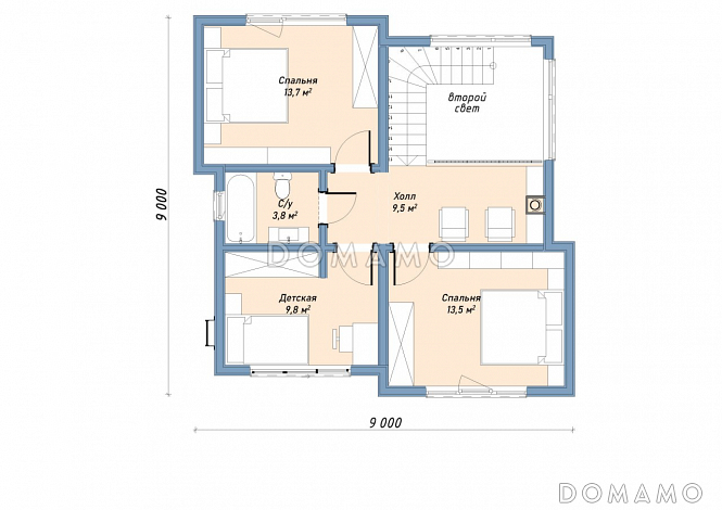 Каркасный дом "Нобель" / План 2 этажа