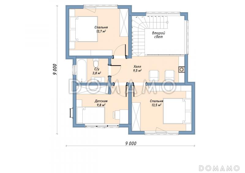 Каркасный дом "Нобель" / План 2 этажа
