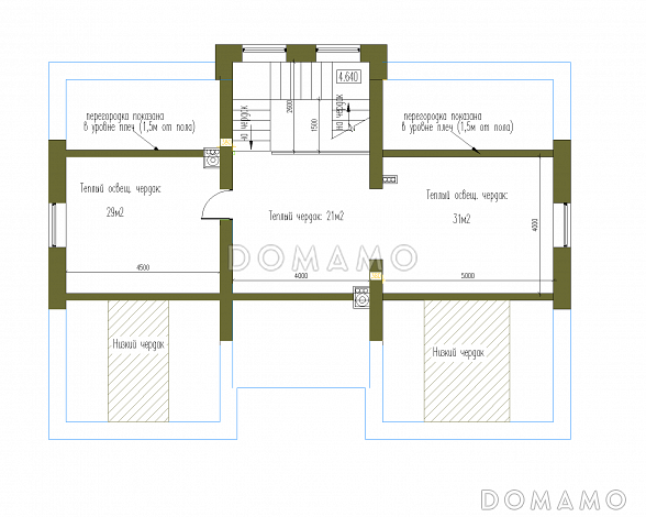 Проект особняка в стиле Тюдор из СИП панелей / План мансардного этажа