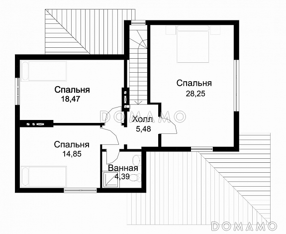 Проект жилого дома с террасой / План мансардного этажа