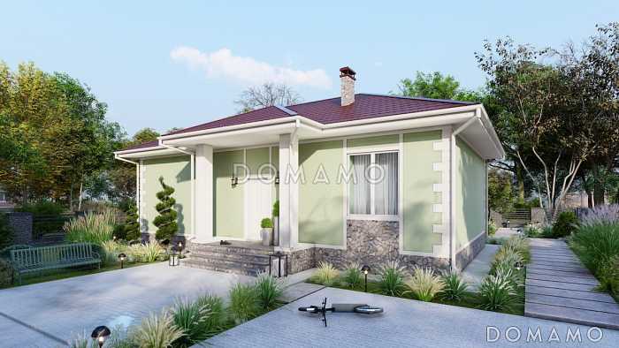 Проект компактного одноэтажного дома из газобетона для небольшой семьи