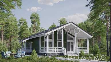 Проект одноэтажного каркасного дома с двумя спальнями и террасой