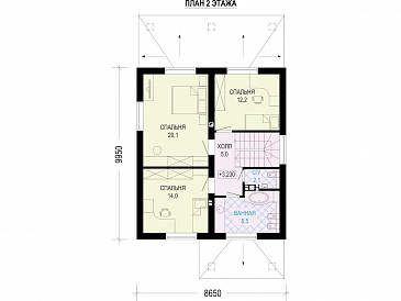 Проект двухэтажного дома с террасой и 4 спальнями / План 2 этажа