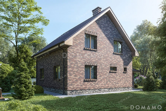 Проект дома с сауной и навесом для авто