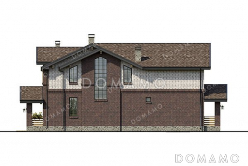 Проект одноэтажного дома с мансардой, террасой и сауной / Фасад 3