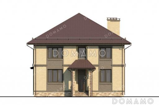 Проект двухэтажного дома с террасой, 3 спальнями и кабинетом / Фасад 1