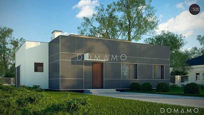 Проект современного одноэтажного дома из кирпича с тремя спальнями и светлой просторной гостиной