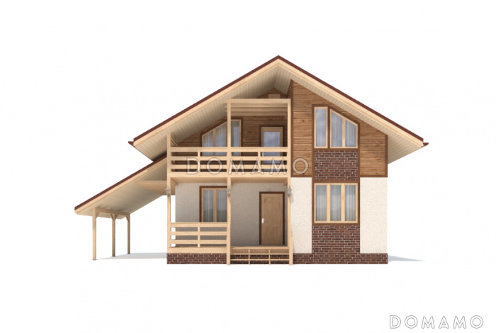 Проект  дома из клееного бруса с спальней на первом этаже