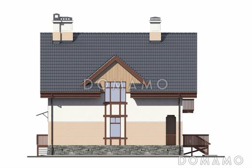 Проект кирпичного дома с мансардным этажом и эркером / Фасад 4