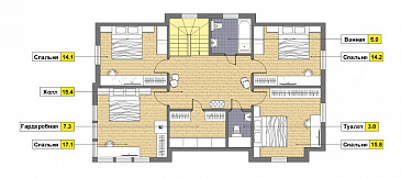 Проект дома из кирпича с местом для трех авто / План мансардного этажа