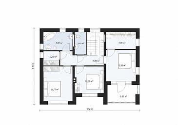 Проект современного двухэтажного дома с четырьмя спальнями S-136 / План 2 этажа