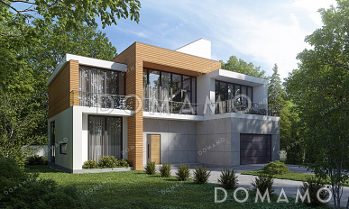 Проект большого двухэтажного дома с гаражом и террасой