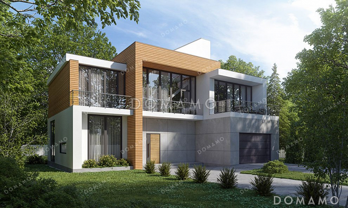 Проект большого двухэтажного дома с гаражом и террасой