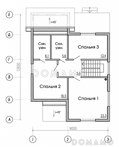 Проект двухэтажного дома из газобетона в стиле фахверк / План мансардного этажа