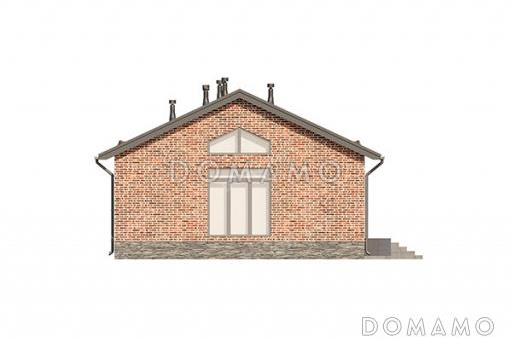 Проект одноэтажного дома с двускатной крышей, 4 спальнями и совмещенной кухней-гостиной / Фасад 2