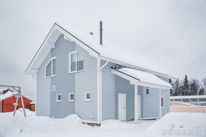 Проект скандинавского дома из газобетона с 4 спальнями, гостиной и крытой террасой