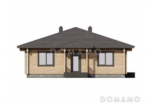 Проект дома с тремя спальнями, просторной гостиной-столовой и большим хозблоком / Фасад 1