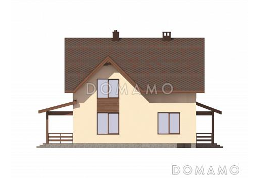 Проект двухэтажного газобетонного дома c пристроенным гаражом и котельной / Фасад 3