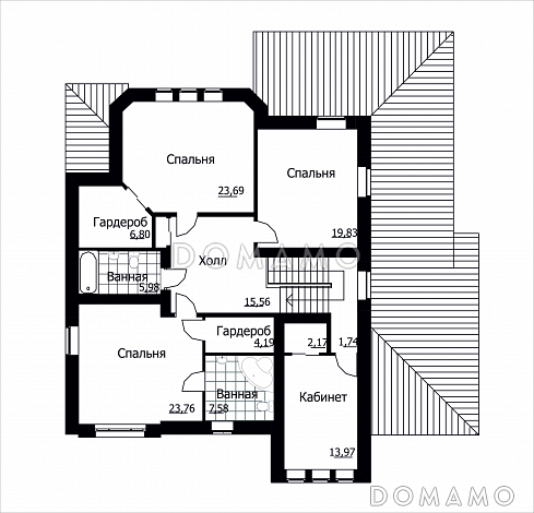 Проект коттеджа с встроенным гаражом / План мансардного этажа