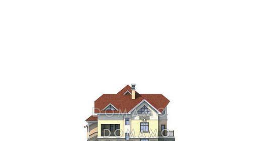 Проект дома из пенобетона с изысканными фасадами, гаражом на две машины, небольшой сауной / Фасад 4