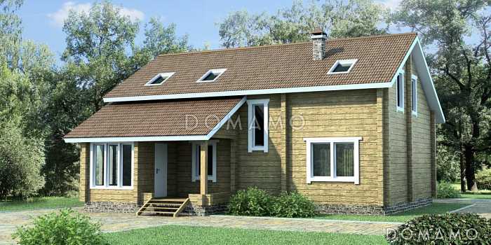 Проект деревянного дома с просторными кладовыми на цокольном этаже