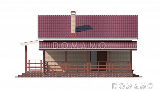 Проект дома с террасой, кухней-столовой, двумя небольшими спальнями и кладовой / Фасад 4