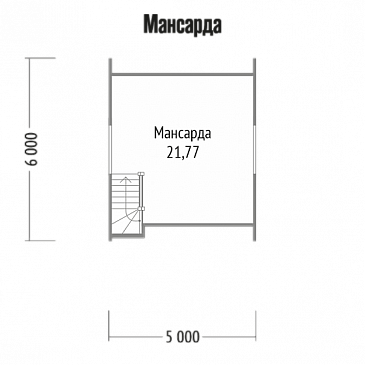 Проект компактного дома 5х6 из клееного бруса / План мансардного этажа