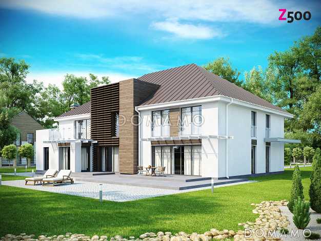 Проект большого комфортабельного двухэтажного дома из кирпича с пятью комнатами, спортзалом и вторым светом над просторной гостиной