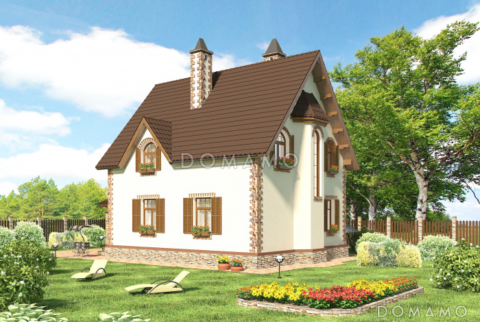 Проект практичного коттеджа с террасой в европейском стиле 