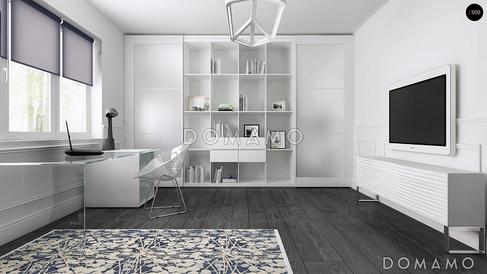 Проект просторного одноэтажного дома из кирпича с тремя спальнями и гаражом на два автомобиля