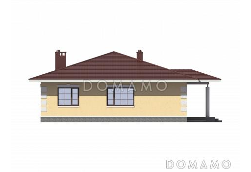 Проект одноэтажного дома из газобетона с тремя спальнями / Фасад 2