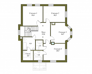 Проект дома из газобетона с гаражом на одну машину / План 2 этажа