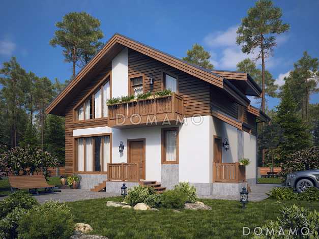 Проект двухэтажного дома в европейском стиле по каркасной технологии со вторым светом 