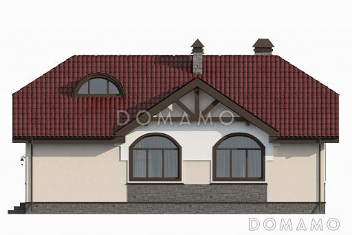 Проект дома из СИП панелей с изолированной кухней, двумя спальнями и небольшой гостиной / Фасад 4