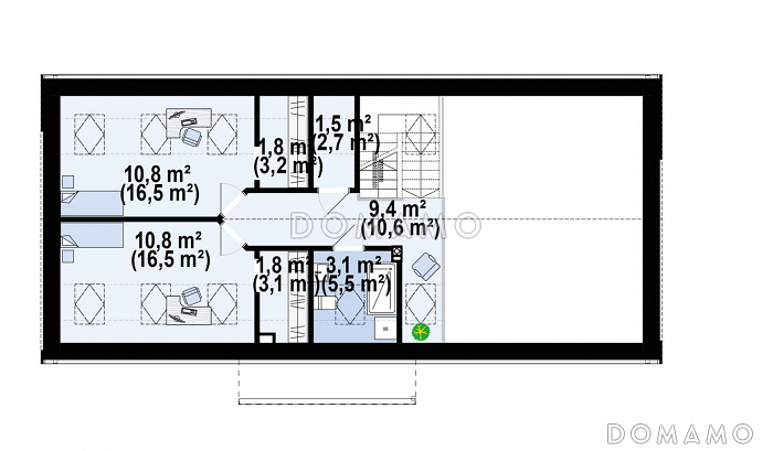 Проект загородного дома со вторым светом, гаражом, гостевой с санузлом на первом этаже / План мансардного этажа