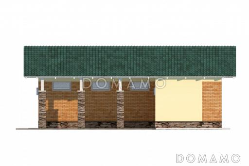 Проект гаража с навесом и подсобным помещением / вариант с желтой облицовкой