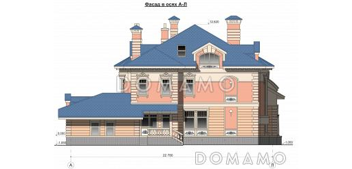 Проект кирпичного дома с бассейном / Фасад 3