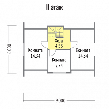 Проект дома из клееного бруса с облицовкой деревянной вагонкой / План мансардного этажа